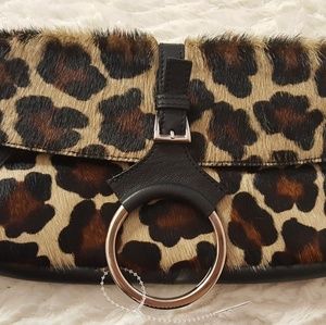 Claudia Fiernze Leather Cheetah Printed Fur Clutch
